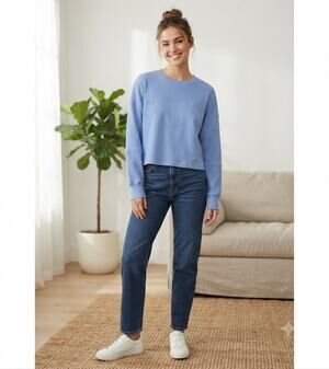 OFF-LINE by Aerie Rib Panel Crewneck Sweatshirt Light Blue XS NWT Sporty Chic